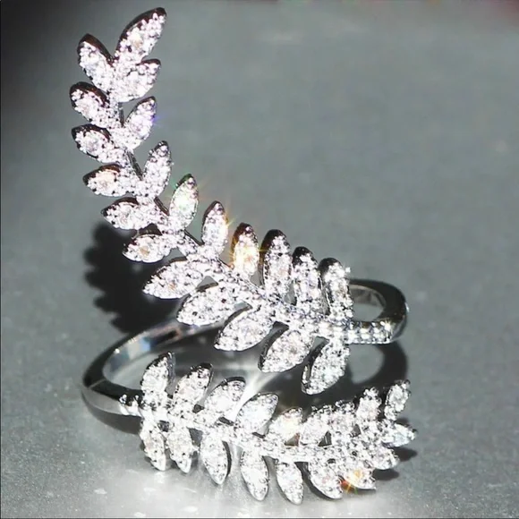 New 925 Silver Marquise Leaf Adjustable Ring - Picture 2 of 11